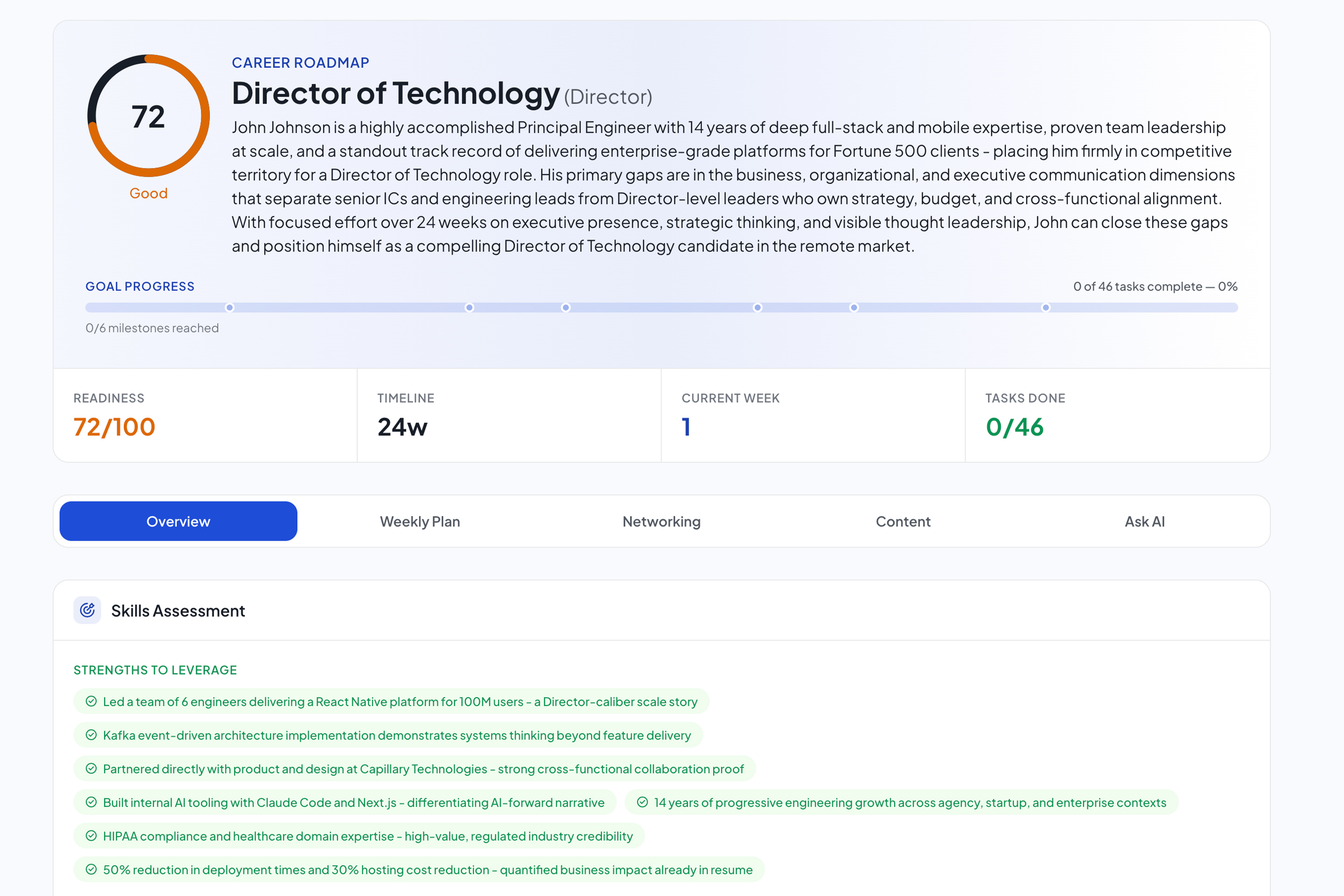 Career Roadmap tool screenshot